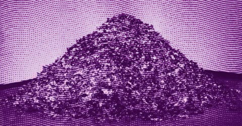 A stylized, purple-toned image of a pyramid, overlaid with dotted and wavy lines that create a textured, abstract effect across the entire scene. © Illustration by ArtCritic.