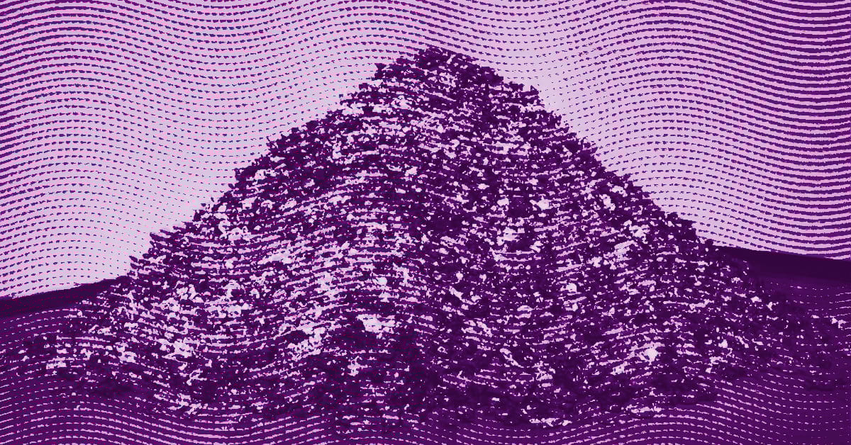 A stylized, purple-toned image of a pyramid, overlaid with dotted and wavy lines that create a textured, abstract effect across the entire scene. © Illustration by ArtCritic.