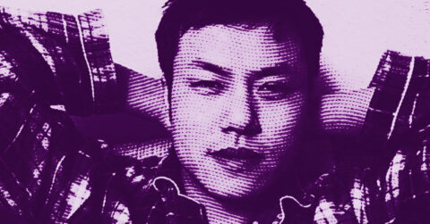 Stylized purple-toned image of a person in a plaid shirt leaning back with hands behind their head, looking directly at the camera with a relaxed expression. © Illustration by ArtCritic.