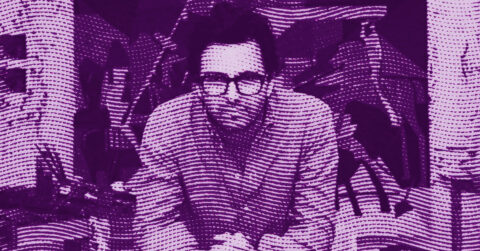 A stylized, purple-tinted image of a person with glasses, leaning forward, surrounded by abstract patterns and textures created with dotted lines. The overall effect is graphic and artistic. © Illustration by ArtCritic.