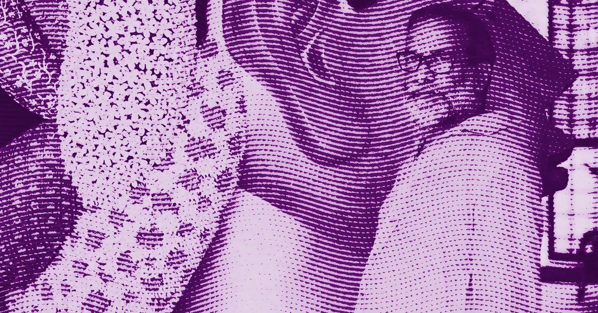 A stylized, purple-toned image features Ravinder Reddy, partially obscured by wavy, dotted lines and abstract shapes, creating a textured, artistic effect. © Illustration by ArtCritic.